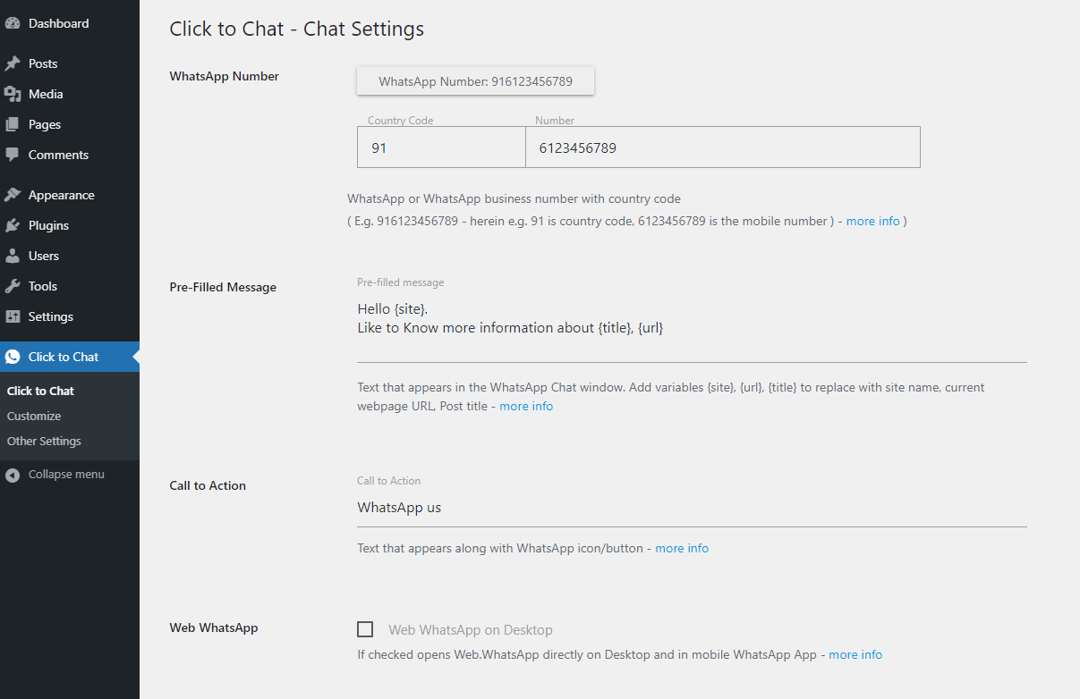 MS Internal Web Directory - Click to Chat Plugin