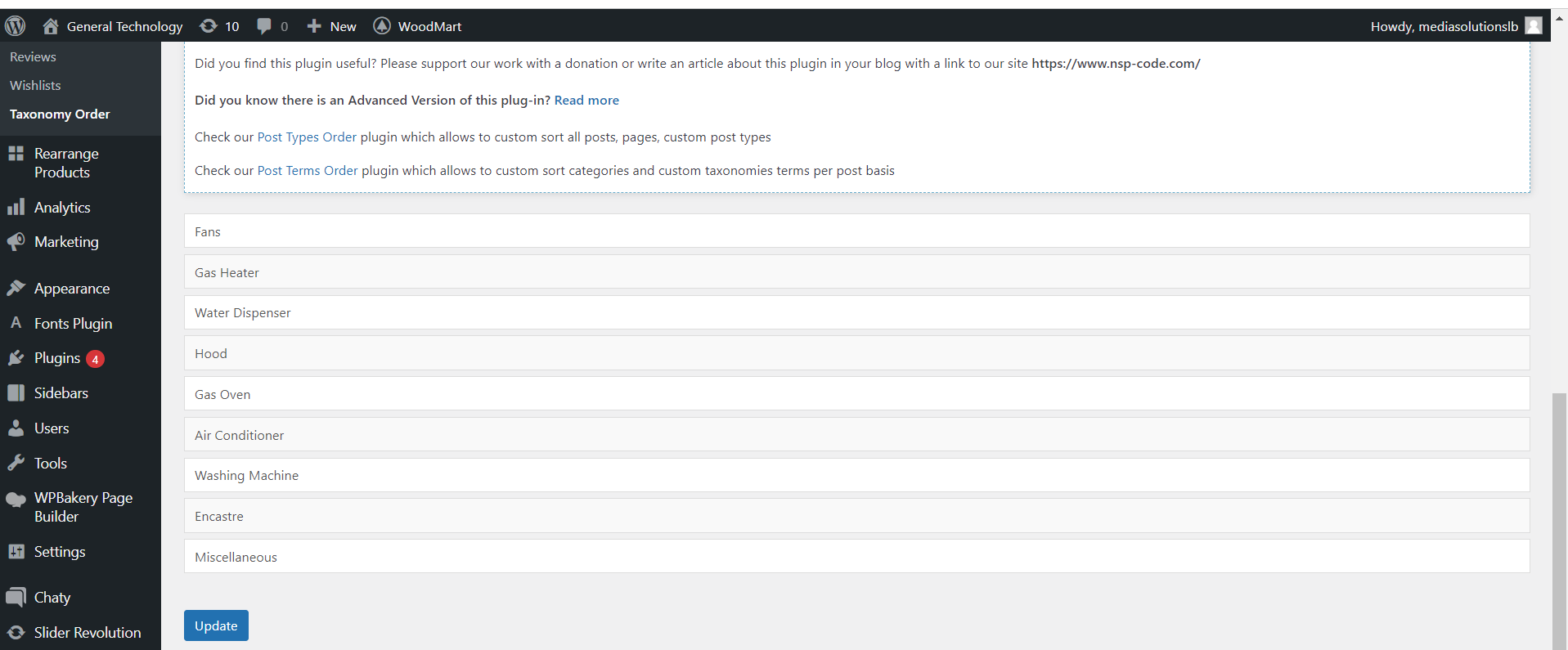 Categories Rearrangement for woocommerce Plugin